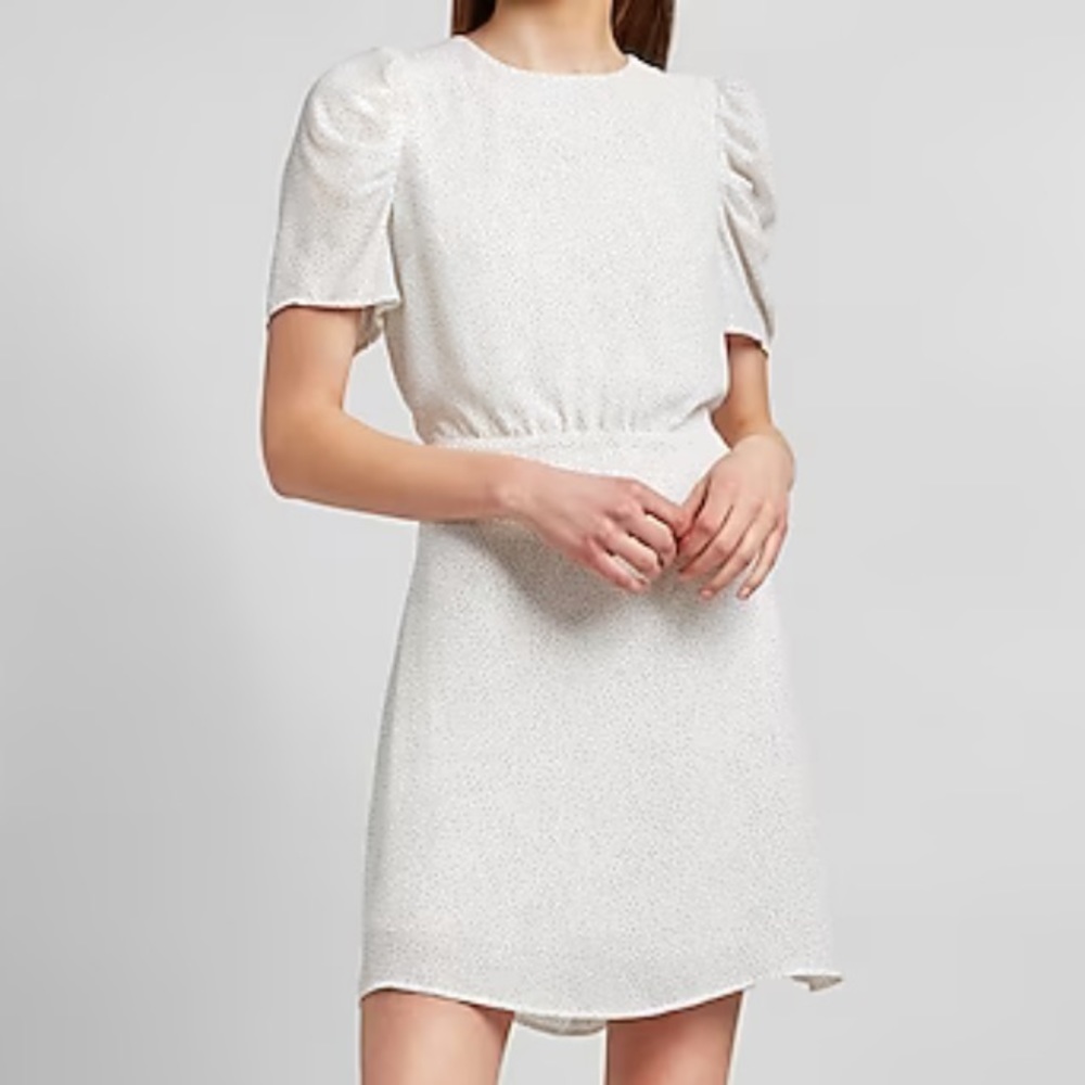 NEW Express Polka Dot Puff Sleeve Dress